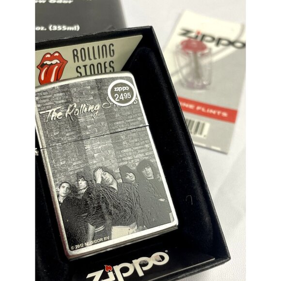 Zippo Lighter pack The Rolling Stones group photo zippo Genuine 1 wick 6 flints - Picture 1 of 5